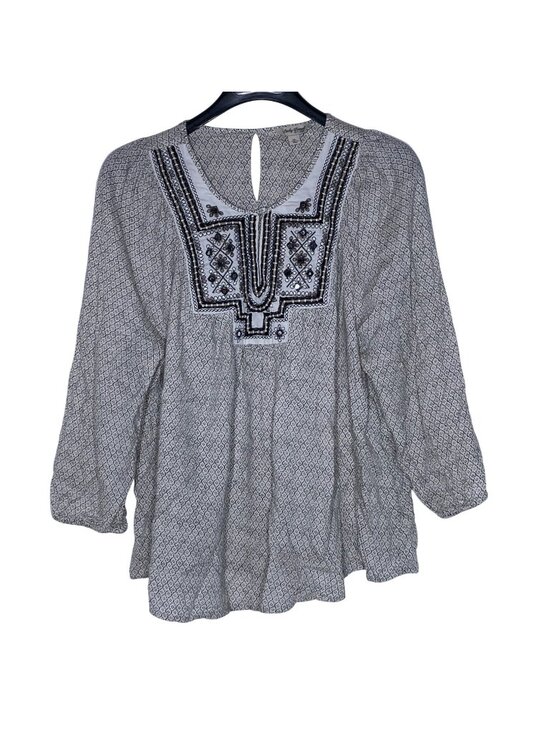 Lucky Brand Tops - Lucky Brand Floral Embroidered Boho Peasant Top Sz XL Country Cottage